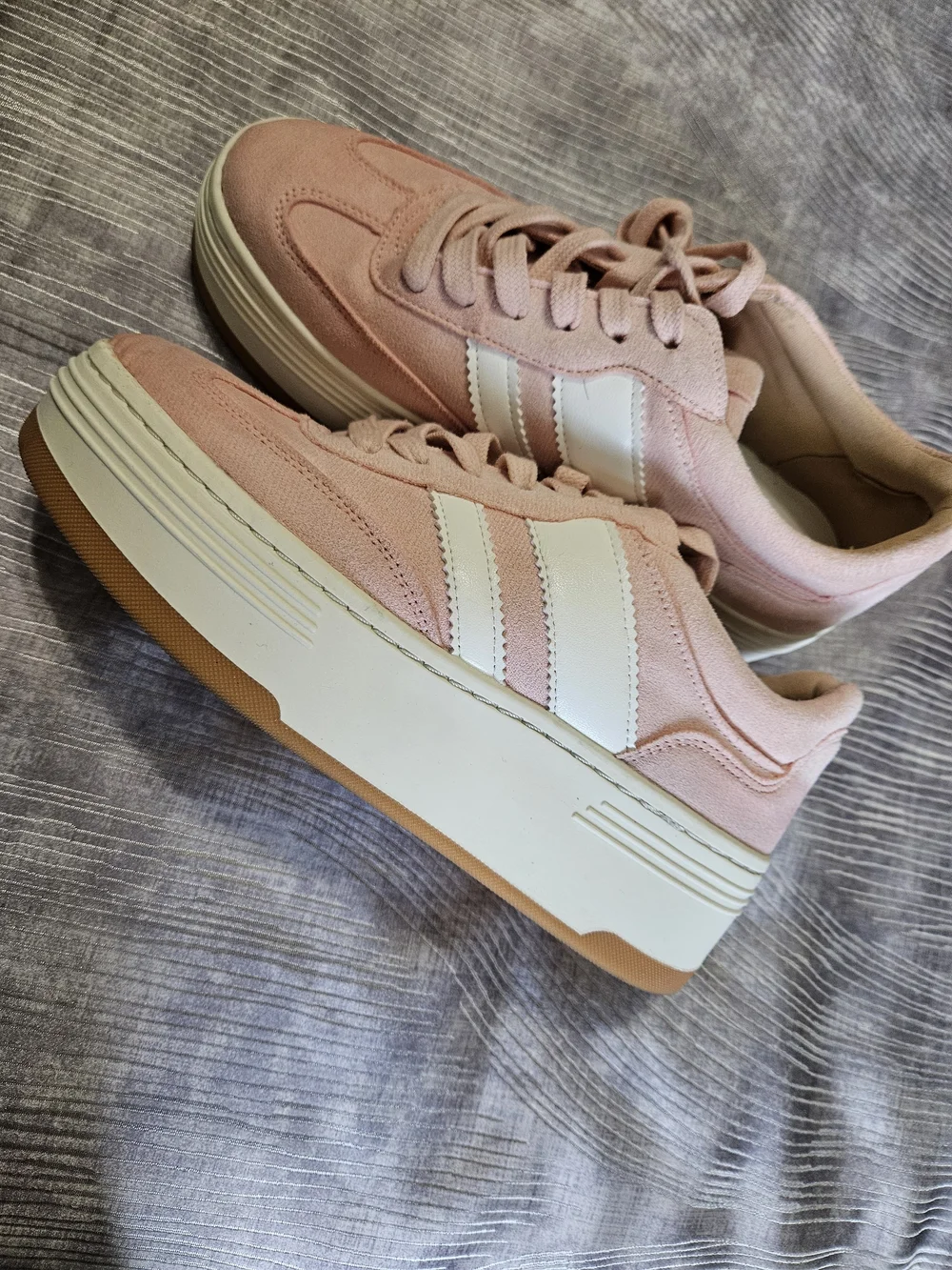 Madden Girl Pink Platform Sneakers with White Stripes